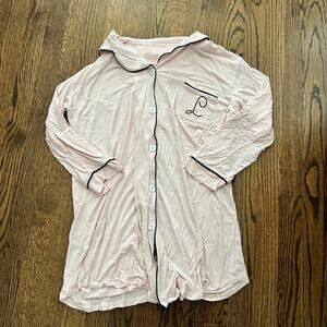 event blossom ballet pink L initial monogrammed modal sleepshirt nightgown -